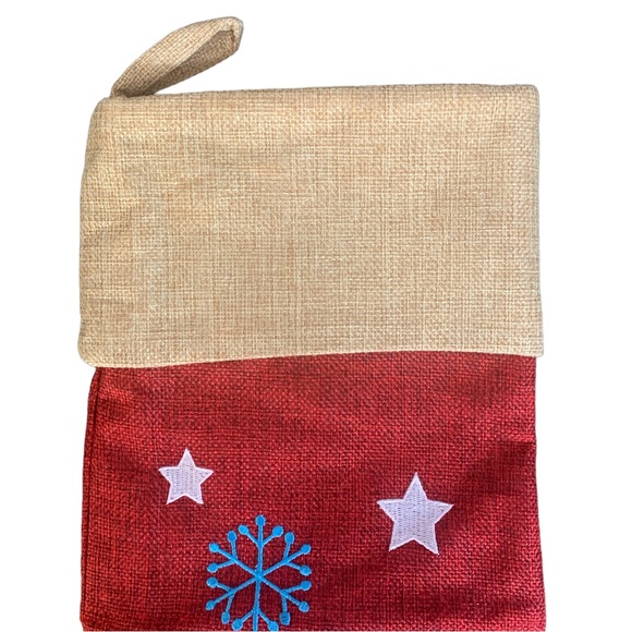 Polar Bear Christmas Stocking Unbranded Burgundy Gold Snowflakes 18 Inches New - Picture 4 of 5